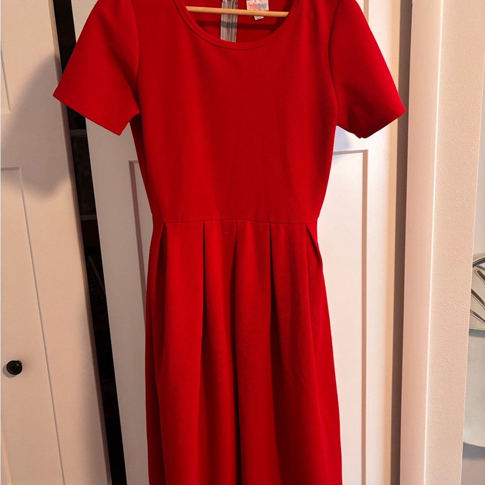 Elega Red Short Sleeve Dress